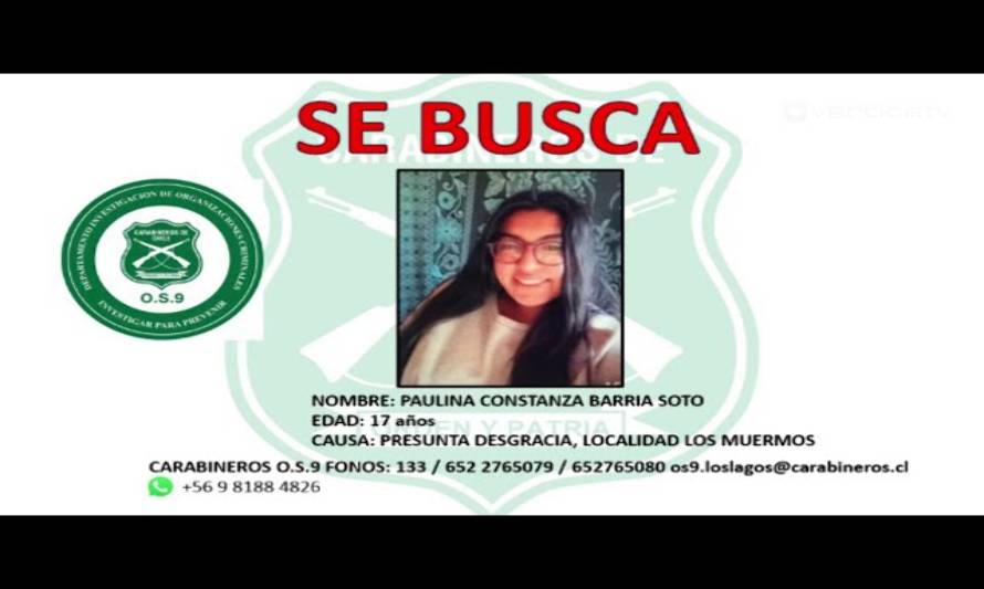 Menor de 17 años lleva 6 días desaparecida en sector rural de Los Muermos