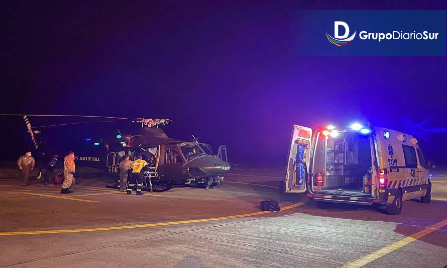 Mujer fue evacuada de urgencia desde Ayacara en helicóptero FACh