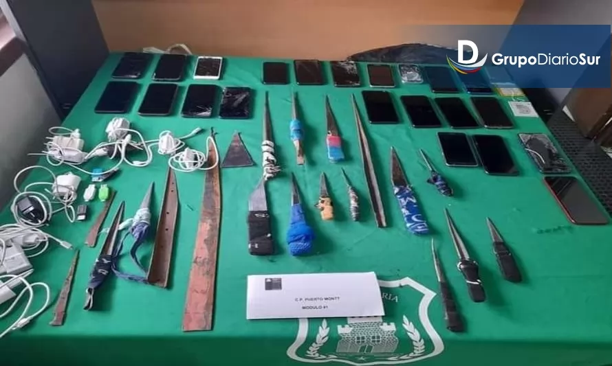 Incautan celulares y armas blancas en Complejo Penitenciario de Puerto Montt